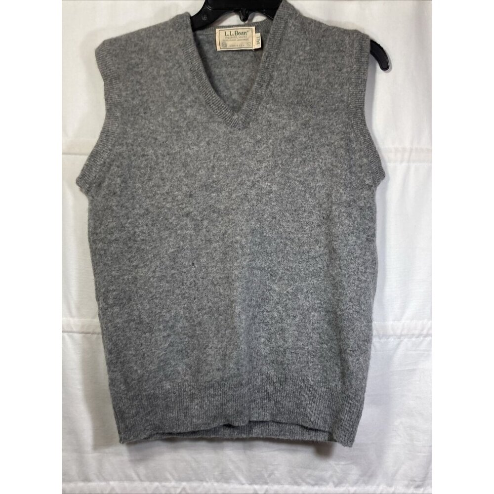 VTG 80s Era L..L. Bean Sz L Tall 100% Lambswool Made USA Sweater Vest Actual Med